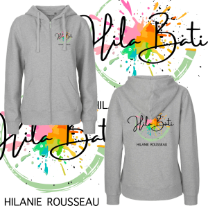3 sweat zipé a capuche  2 heather gris + 1 noir  NEUTRAL REF O83301 taille S personnalisées HILA BATI