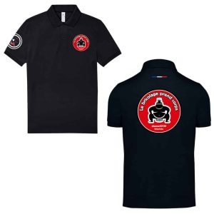 3 POLO NOIR TAILLE XL  B&C 210 GRAMMES MARQUAGES COEUR + DOS + MANCHE ELSUMO